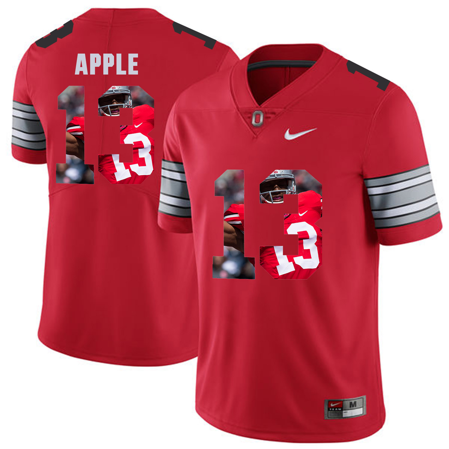 Men Ohio State #13 Apple Red Fashion Edition Customized NCAA Jerseys->customized ncaa jersey->Custom Jersey
